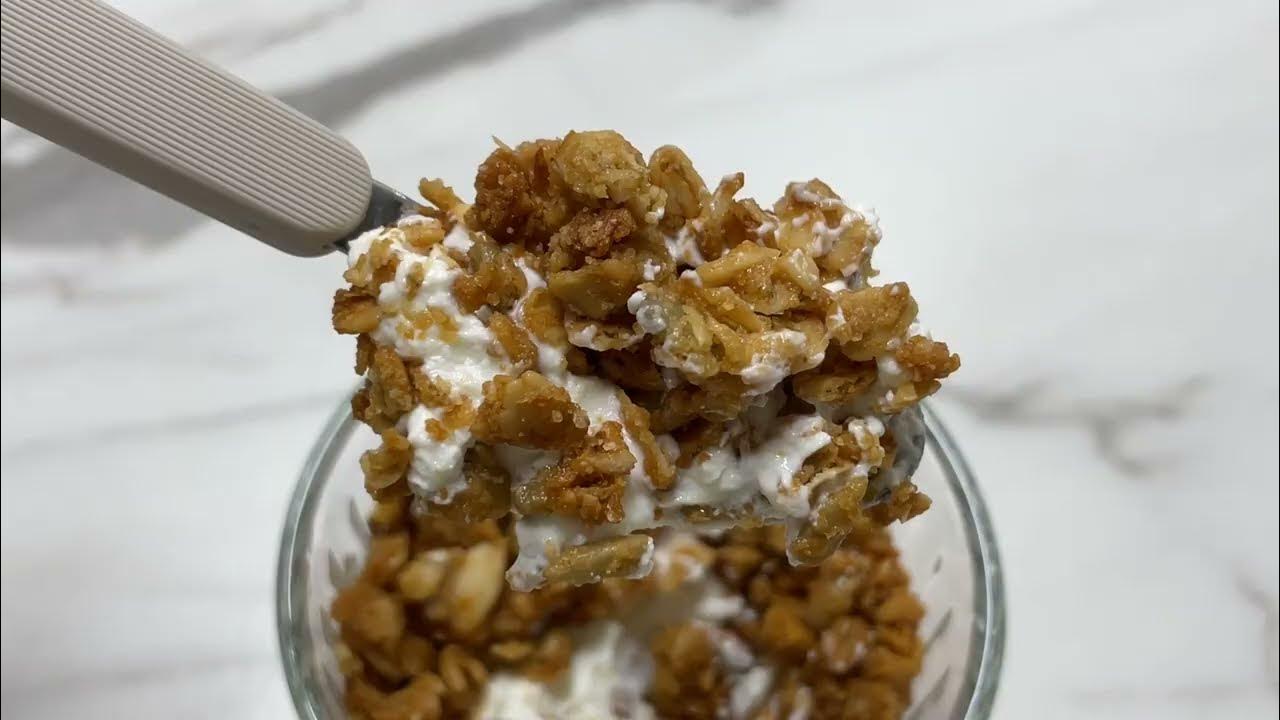 The process of making delicious granola. Snack Manufacturing Factory in