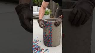 DIY Wire Mesh Planter Makeover 🌿 Concrete Mosaic Flower Pot Tutorial | Satisfying Garden Craft #art