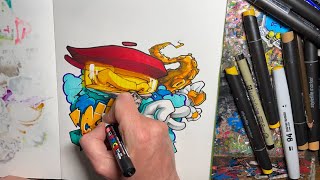 Timelapse - Sketching, inking and colouring in my graffiti blackbook