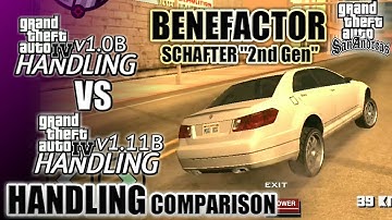 Benefactor Schafter 2nd Generation New Handling Test | GTA IV Handling v1.0B VS v1.11B | GTA SA