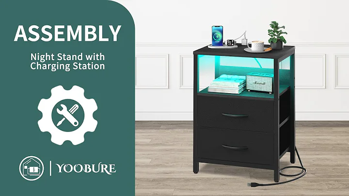 🛠️Yoobure Nightstand with Charging Station, LED Night Stand with Fabric Drawers Assembly Video