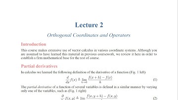 AEM Lecture 2 Orthogonal Coordinates and Operators