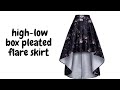 How to cut and sew High-low box pleat flare skirt