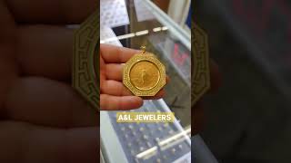 centenario coin 22k with 14kVersace bezel. Au0026L JEWELERS Pomona valley indoor SWAPMEET SPACE D14