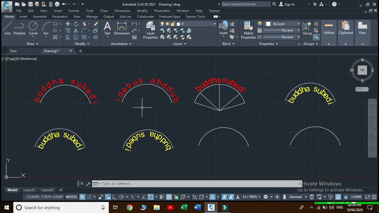 How To Create Arc Aligned Text In Autocad || Arc Text