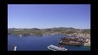 xiaomi drone 1080p over the port of syros island