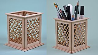Creative Ideas To Make A Pencil Holder From Ice Cream Sticks  Crafts From Ice Cream