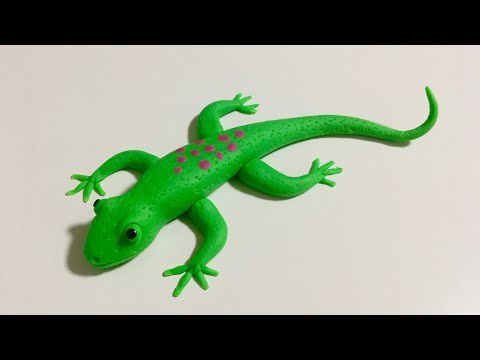 ♥️ Clay with me- make a green lizard / tiktiki | playdoh model tutorial craft. easy DIY