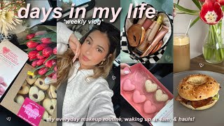 VLOG: my everyday makeup routine, healthy habits, waking up at 4am, & beauty haul!