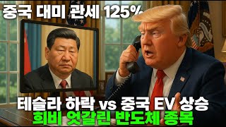 중국 대미 #관세 125% 불구하고 긍정적?! #테슬라 #주가하락 vs. 중국 #전기차 상승? #반도체주 희비 엇갈린 이유?
