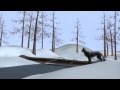 3d wolf crosses tree bridge