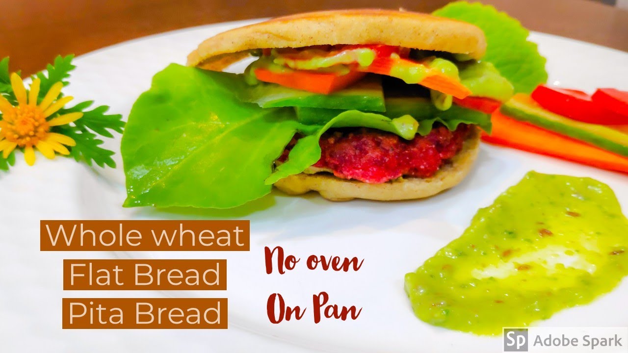 Whole Wheat FlatBread Recipe On Pan No Oven Pita Bread Bazlama