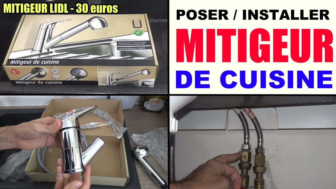 installer un robinet de cuisine mitigeur poser lidl miomare - YouTube
