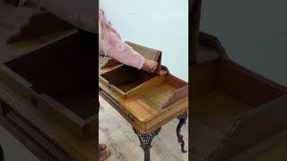 Victorian Antique Teacher’s Desk – Ash &amp; Walnut with Cast Iron Legs | Vintage School Furniture