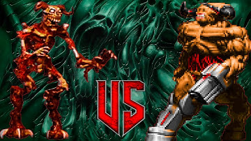 Tchernobog vs Cyberdemon - DOOM vs BLOOD : Monster Infighting - RETRO BOSS BATTLES