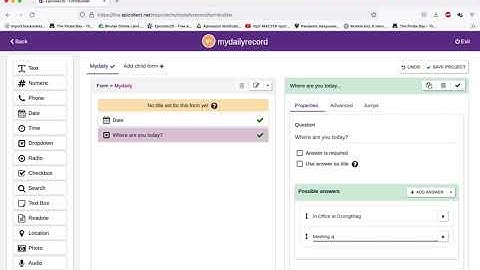 3. EpiCollect5: How to design a Form