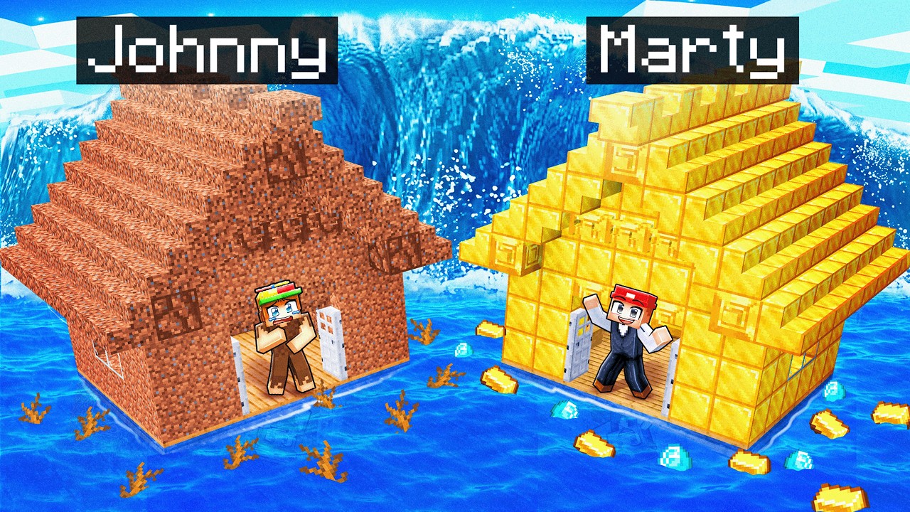 Minecraft TSUNAMI HOUSE BUILD CHALLENGE...