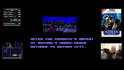 Batman Returns Any% Speedrun in 1:48 - Sega Master System