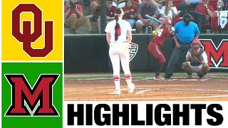 #1 Oklahoma vs Miami, Ohio Highlights | NCAA Softball Highlights | 2023 College Softball