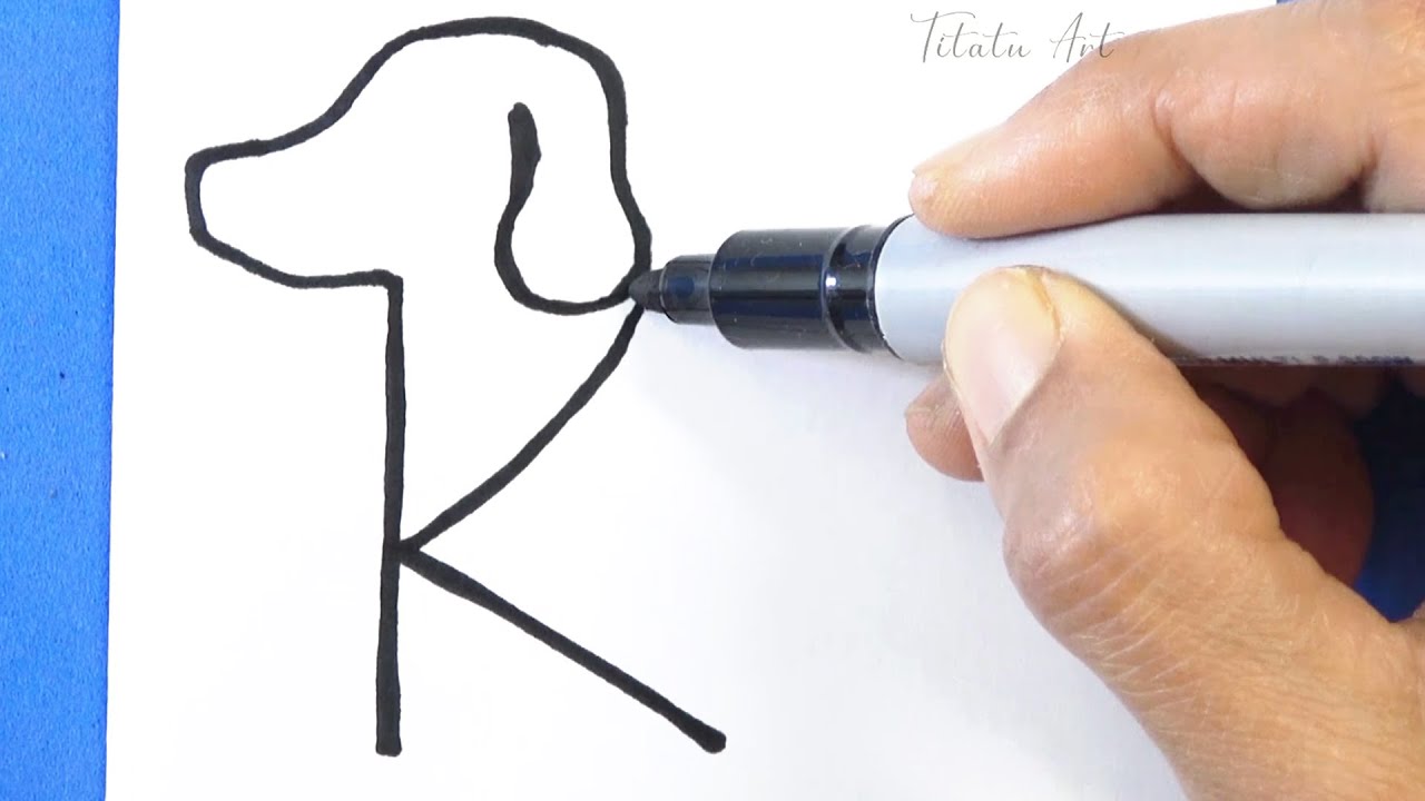 How to Turn Letter K into a Dog | Drawing For Beginners - YouTube