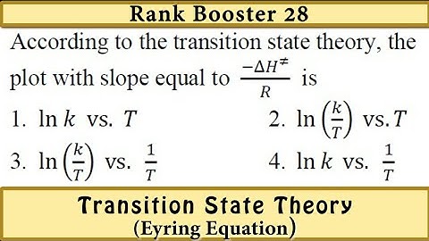 Transition state theory|Activated complex theory|Eyring equation|Chemical kinetics csirnet GATE