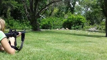 Deann shooting AR15 at 2 lb of binary explosive