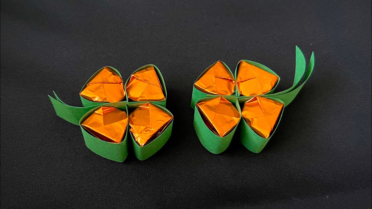 Kleeblatt mit Küsschen Anleitung 🍀 Glücksbringer als Geschenk selber basteln☘️ DIY Cloverleaf