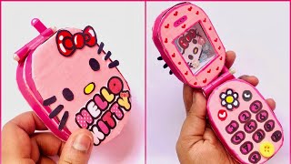 DIY Hello Kitty Paper Flip Phone / Hello kitty cardboard phone / How to make a cardboard flip phone