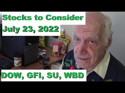 Stocks to Consider July 23, 2022, DOW, GFI, SU, WBD