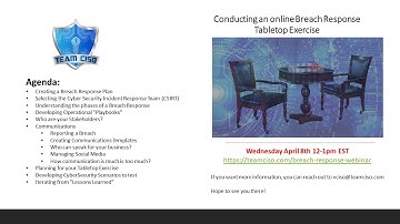 Conducting a Cyber Security Breach Response Tabletop Exercise