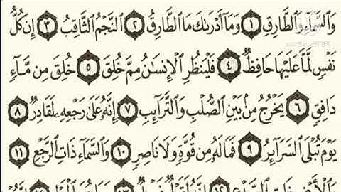 سورة الطارق مكتوبة برواية حفص عن عاصم القارئ محمد الصباغ