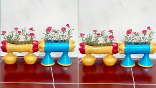 cara membuat pot bunga simple dari botol bekas//recycle plastic bottles into simple flower pots