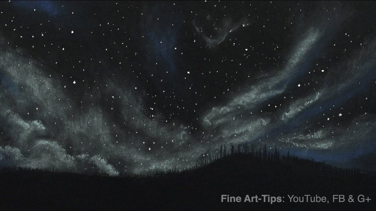 ⁣How to Draw a Starry/Cloudy Night With Soft Pastels (Chalk) - Narrated