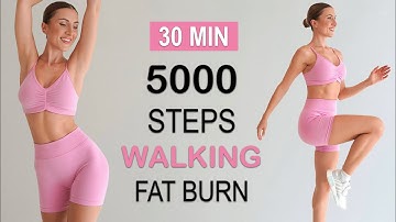 5000 STEPS IN 30 Min - Walking FAT BURN Workout to the BEAT, Super Fun, No Repeat, No Jumping