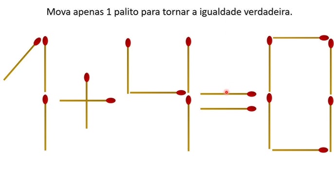 Desafio matemático com palitos 4 - 2 = 9 