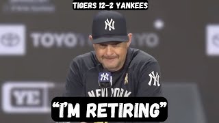 Aaron Boone ANNOUNCES RETIREMENT after EMBARRASSING loss - Post Game Interview - Tigers 12-2 Yankees