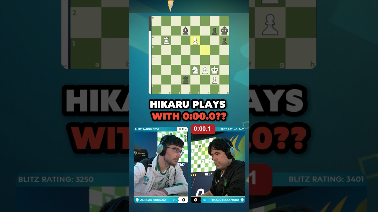 Hikaru Nakamura PLAYS WITH 0.00 SECONDS LEFT on the CLOCK vs. Alireza Firouzja