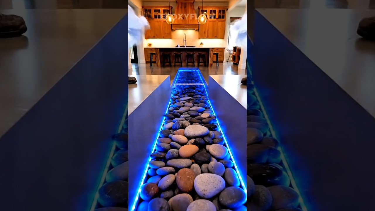 Incredible Epoxy River Stone Floor Installation | Rustic Cabin ASMR