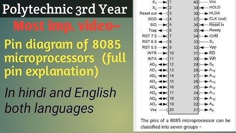 8085 microprocessor ka pin diagram full explain in Hindi and English both lang. Polytechnic 3rd year