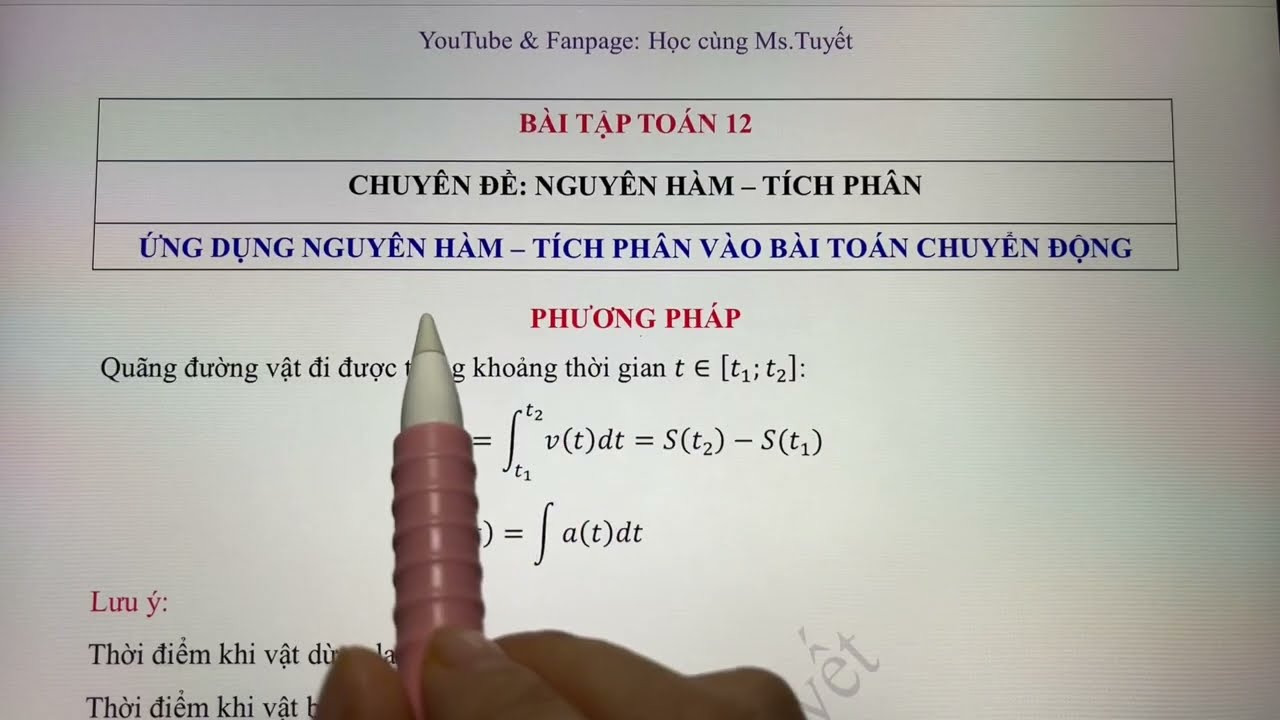 Toán 12.CĐ4. Ứng dụng THỰC TẾ nguyên hàm tích phân trong bài toán chuyển động S, V, T