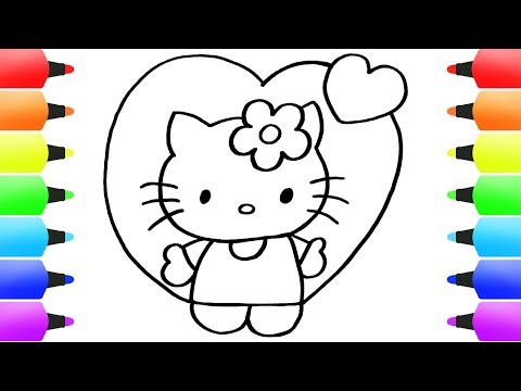 GLITTER HELLO KITTY Coloring Pages Learn Colors for Kids Drawing Video
