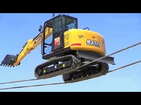 Extreme Dangerous Heavy Equipment Excavator Operator Skills & River Crossing Excavator Driving