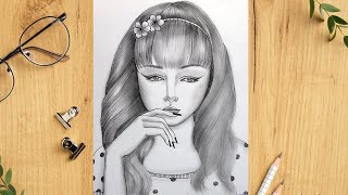 How to draw a girl step by step / Pencil Sketch drawing