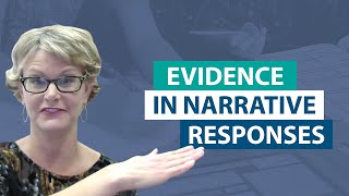 How should students incorporate evidence in a narrative response