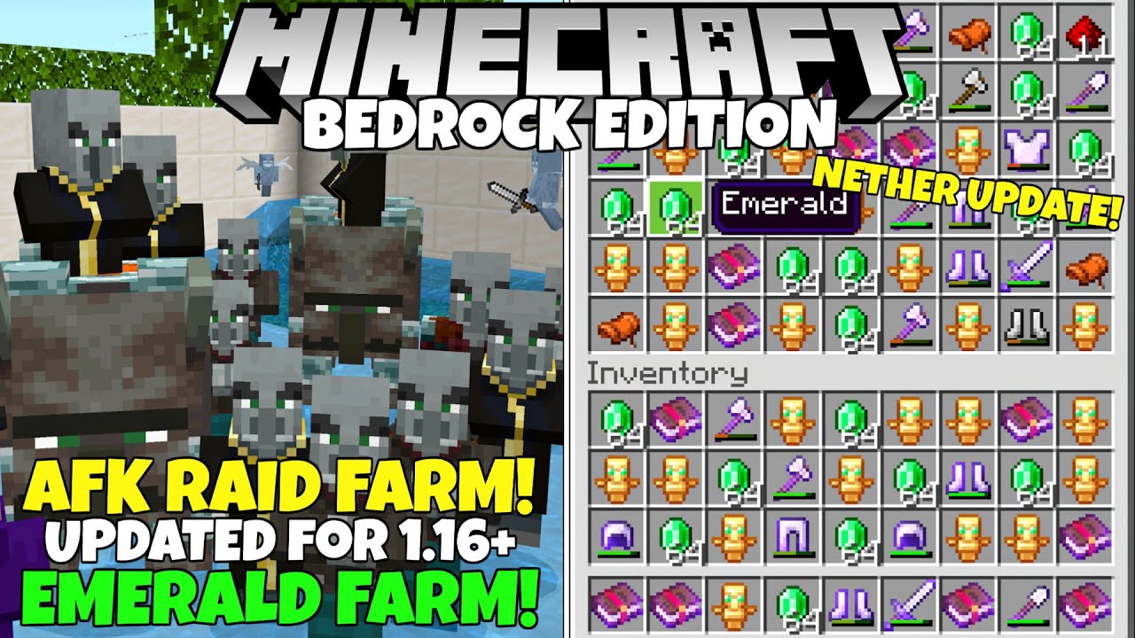 Minecraft Bedrock Fully Afk Raid Farm Updated V5 1 500 Emeralds Hr Pillager Outpost Farm Youtube