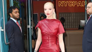 Anya Taylor-Joy scene leaving her hotel and heading to the Stephen Colbert show in New York