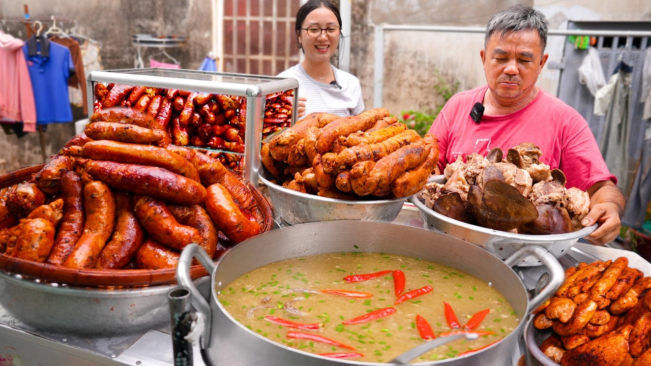 Độc lạ cháo lòng dồi chiên ruột già nấu bằng nồi rượu có cách làm đặc biệt, ngon rẻ cực đông khách