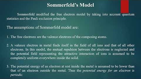Introduction to Sommerfeld model of free electron theory | III B.Sc. PCM 1 Class III