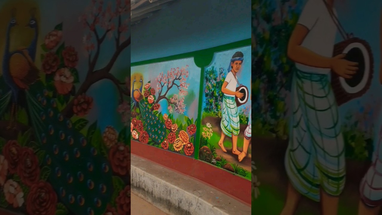 Santal Tribes Traditional wall Painting/Beautiful Traditional  houses shorts