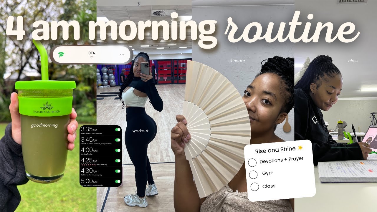 my 4am morning routine | realistic and productive + skincare + healthy habits